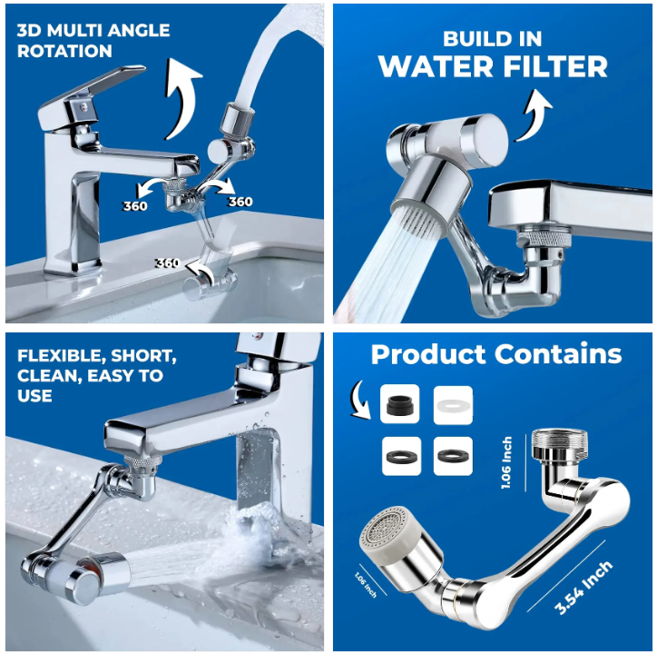 🚰 JustWished® 360° Rotating Faucet Extender – Upgrade Your Sink! 💦